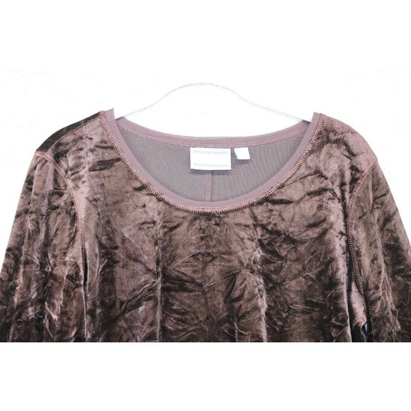 Simply Vera Wang Brown Velvet Long Sleeve Tunic-Size Medium-Soft-Washable - Picture 4 of 11